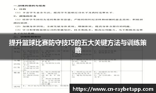 提升篮球比赛防守技巧的五大关键方法与训练策略